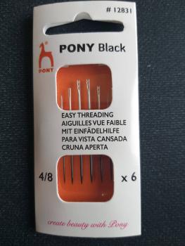 Pony Black Easy Threading Nähnadeln mit Einfädelhilfe Größe 4/8