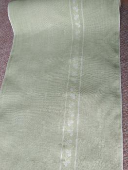 Leinenband 285 mm, 11-fädig, Motivstreifen Blatt, hellgrün -weiß