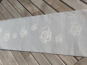 V & H Leinenband Rose grau/ weiß 20cm