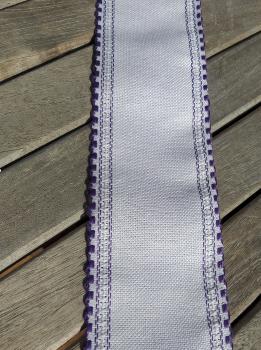 Zweigart Leinenband 11-fädig gebleicht mit lila gezackten Rand, 7cm