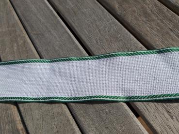 V & H Aida Stickband 14ct weiss mit grünen Rand 5 cm