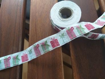 Acufatum Webband Band Weihnachtspäckchen rot 2cm breit