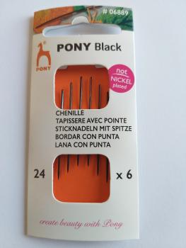 Pony Black Sticknadeln Nr. 24 mit Spitze schwarzes Öhr ohne Nickelbeschichtung