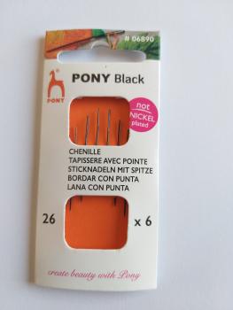 Pony Black Sticknadeln Nr. 26 mit Spitze schwarzes Öhr ohne Nickelbeschichtung