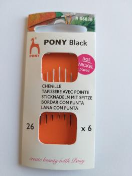 Pony Black Sticknadeln Nr. 26 mit Spitze weißes Öhr ohne Nickelbeschichtung