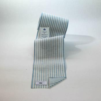 V&H Leinenband 10 fädig, gestreift, gebleicht - rauchblau 12 cm
