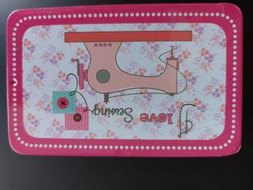 Magnetische Nadelbox rosa Nähmaschine I Love Sewing