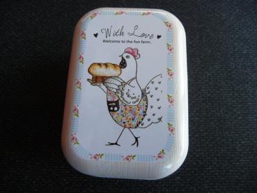 Dose mit 2 Magneten Huhn Welcome on the Farm Brot II