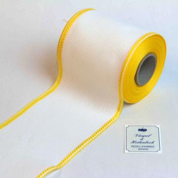 V & H Aida Stickband 14ct weiss mit gelben Rand 10 cm