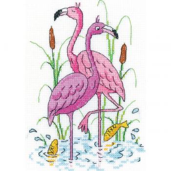 Heritage Crafts Stickvorlage Karen Carter Flamingos