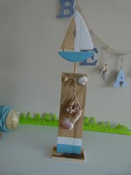 Dekoaufsteller Holz Segelboot