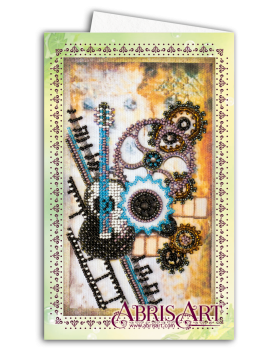 Abris Art "Steampunk Gitarre" Perlenstickpackung - Karte