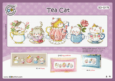 Sodastitch Stickvorlage " Tea Cat "