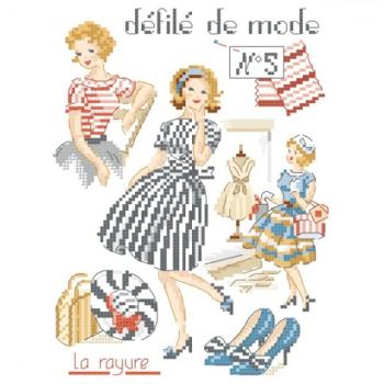 Les Brodeuses Parisiennes Stickvorlage défilé de mode N°5 La Rayure