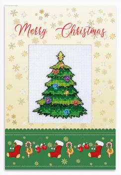 Luca-S Stickpackung Karte Merry Christmas Tannenbaum