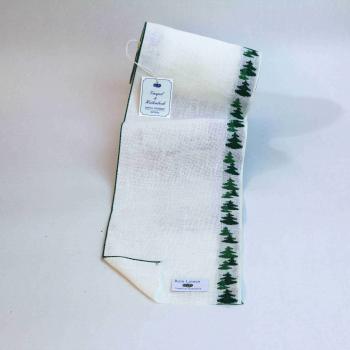 Leinenband gebleicht "Tannenbäume grün", 15 cm