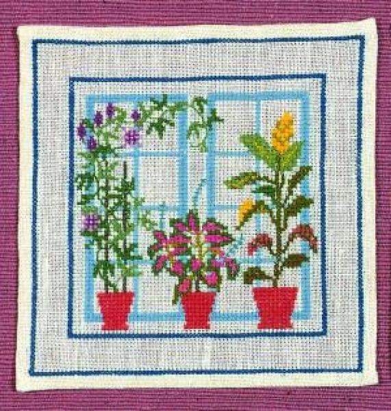 Fremme Stickpackung Passionsblume am Fenster 14 x 14cm