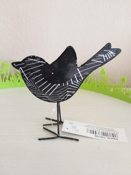 schwarz/weißer Vogel aus Metall 12cm