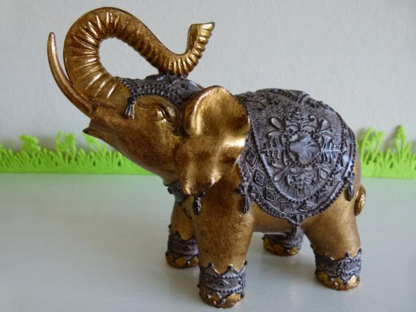 2 orientalische Elefanten gold/bronze
