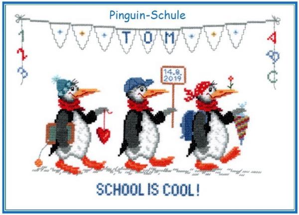 Stickizz Stickvorlage " Pinguin - Schule "