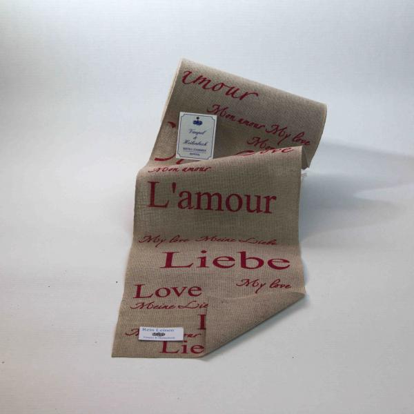 V&H Leinenband 11-fädig natur - rot L'amour 16 cm
