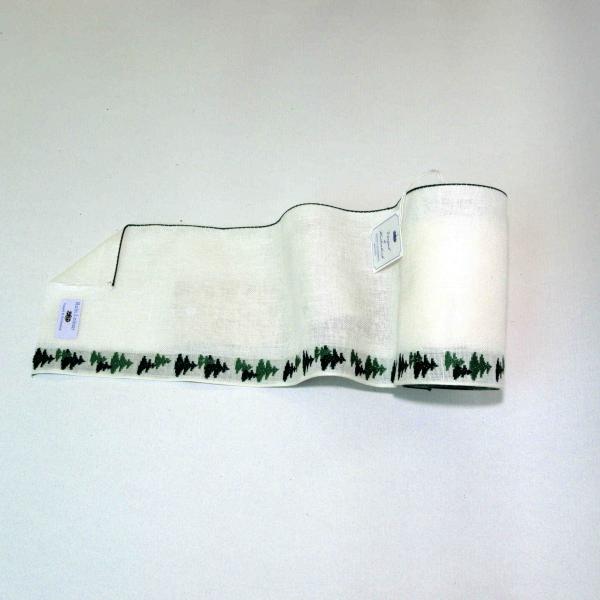 V&H Leinenband gebleicht Tannenbäume grün, 15 cm